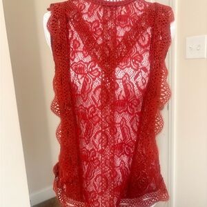 Adiva Vibrant Red Lace Blouse